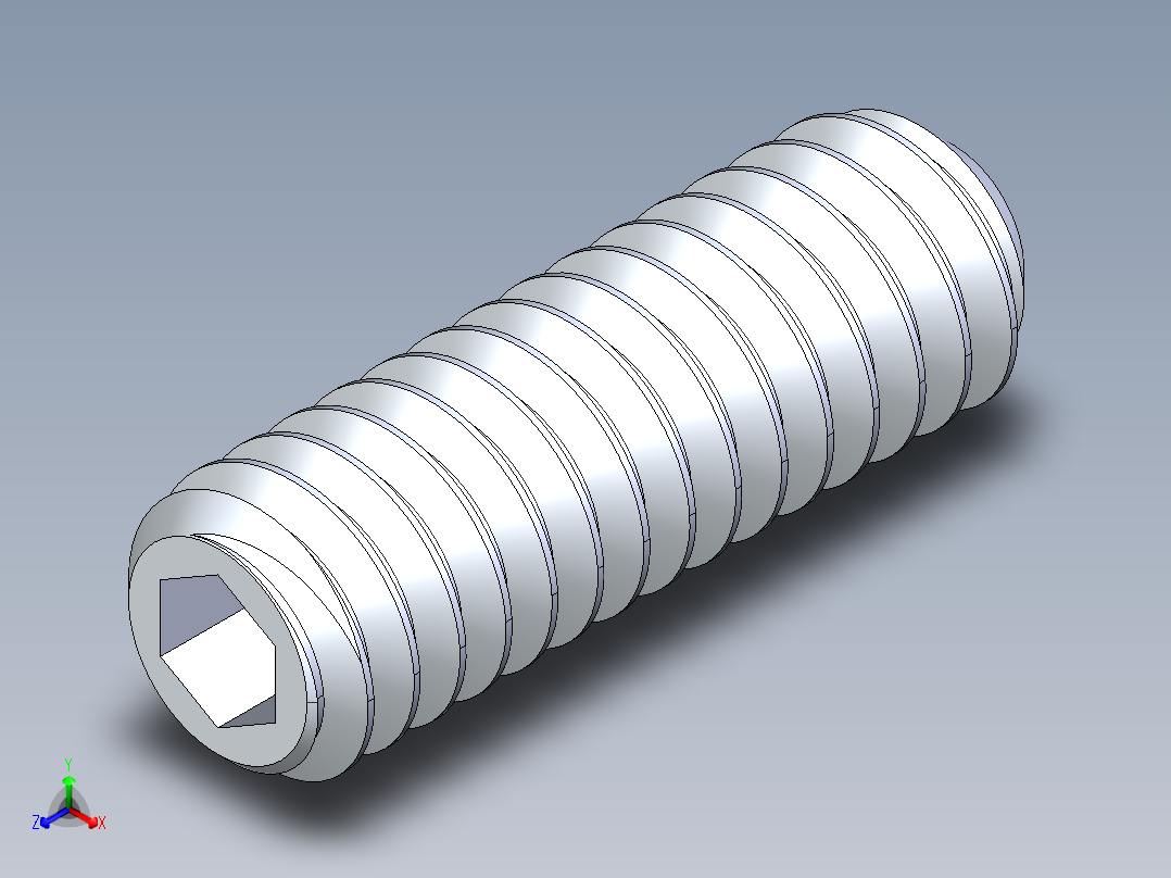 UNC 平头紧定螺钉-UNC SET SCREW 8-32 x0.500.STEP正等轴测图