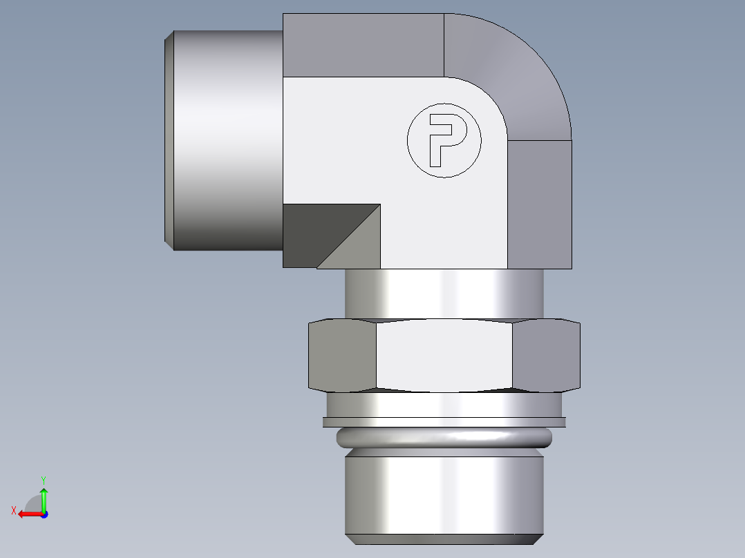 卡套式工业通用硬管接头EO_Adjustable_Locknut_elbow_WEE20SMOROMDCF后视图