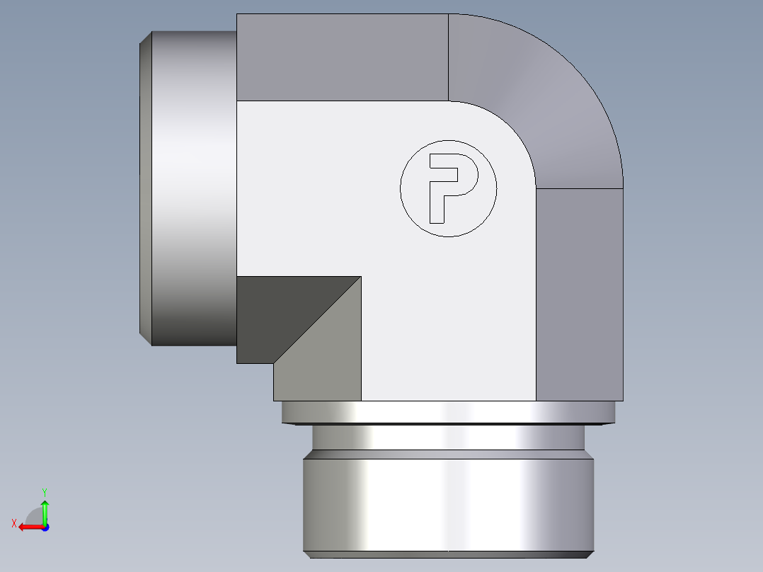 卡套式工业通用硬管接头EO_Male_stud_elbow_WE42LMCFX后视图