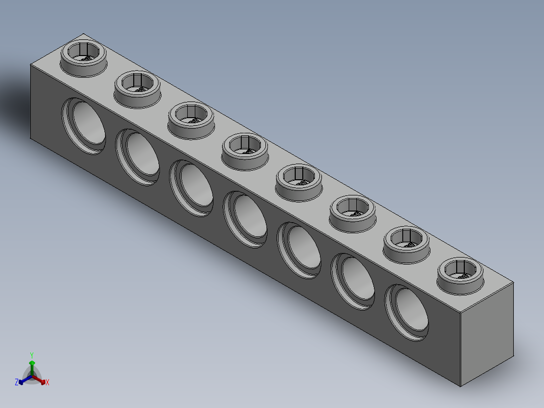 乐高机械组积木（横梁）-370201 White Technic Brick 1 x 8 with Holes