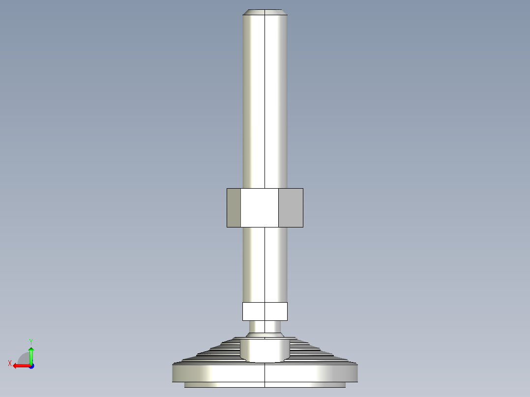 水平調整腳座LVF100-3D多系列多零件图纸模型后视图