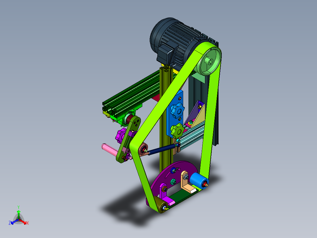 抛光不锈钢金属带轴打磨机正等轴测图