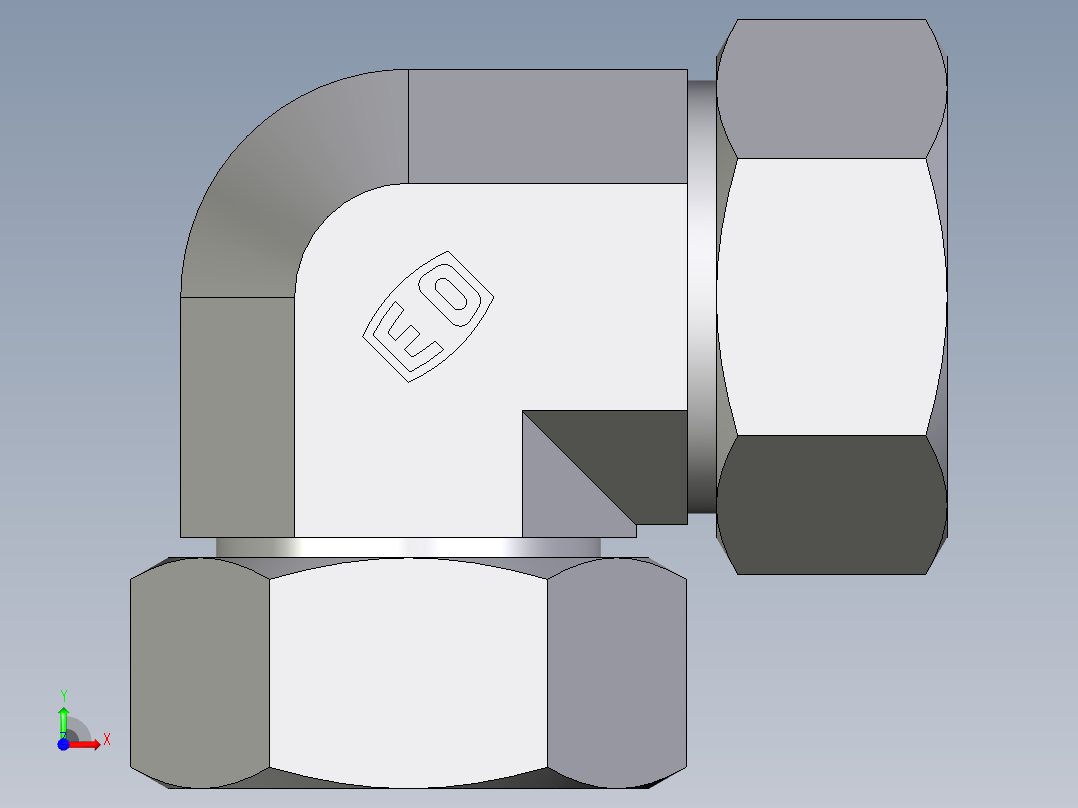 卡套式工业通用硬管接头EO_Swivel_nut_elbow_EW35ZL71前视图