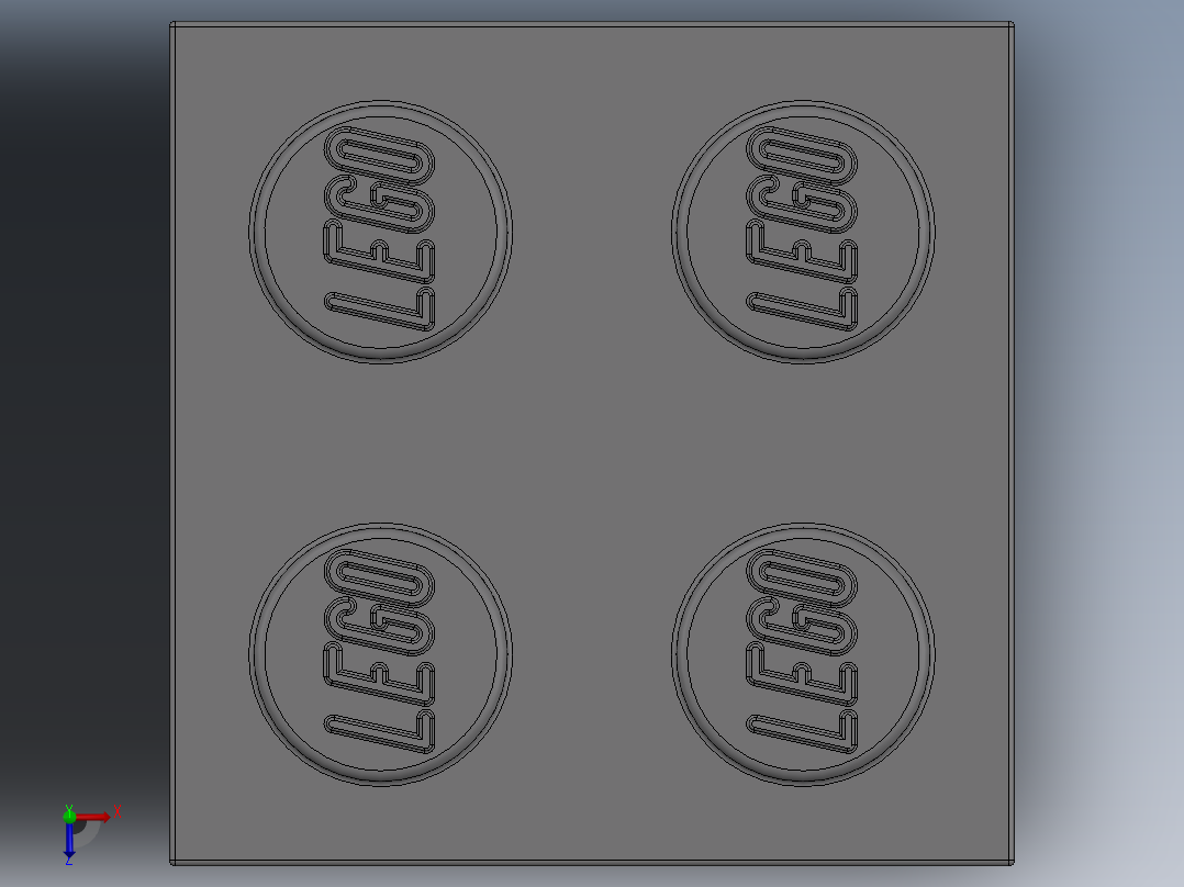 乐高套装 4421基本积木-4211387 - 3003 Medium Stone Grey Brick 2 x 2.SLDPRT俯视图