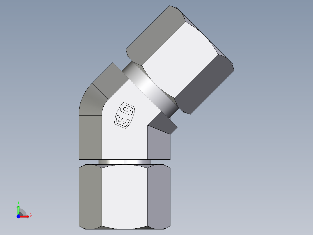 卡套式工业通用硬管接头EO_Swivel_nut_45_deg_elbow_EV08ZSCF前视图