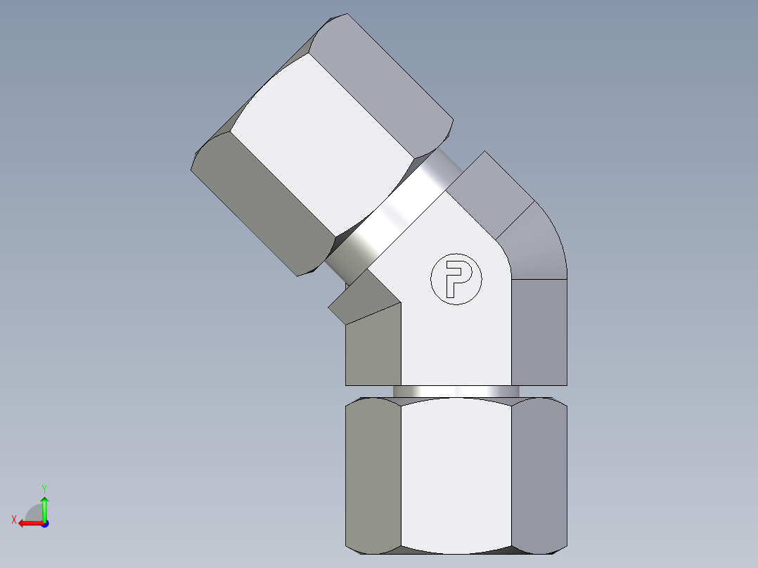 卡套式工业通用硬管接头EO_Swivel_nut_45_deg_elbow_EV08ZSCF后视图