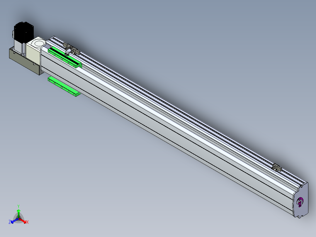 同步带滑台-半封闭B13H-L45-S1000-L-P40-D3正等轴测图