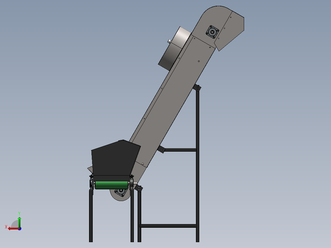 提升机倾斜输送带sw18可编辑后视图