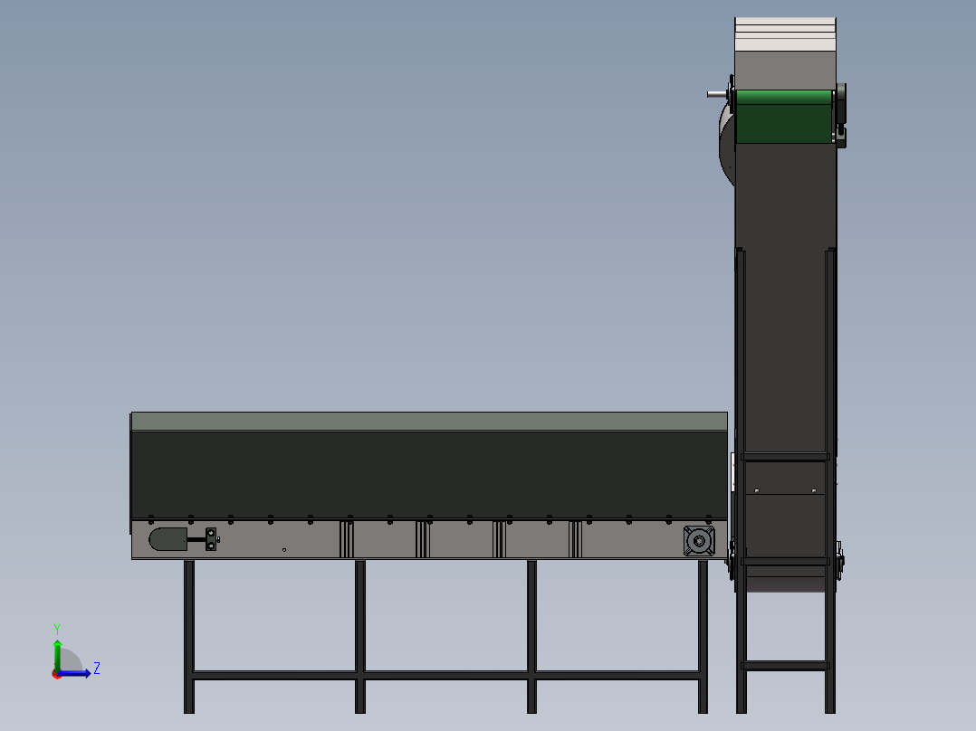 提升机倾斜输送带sw18可编辑左视图