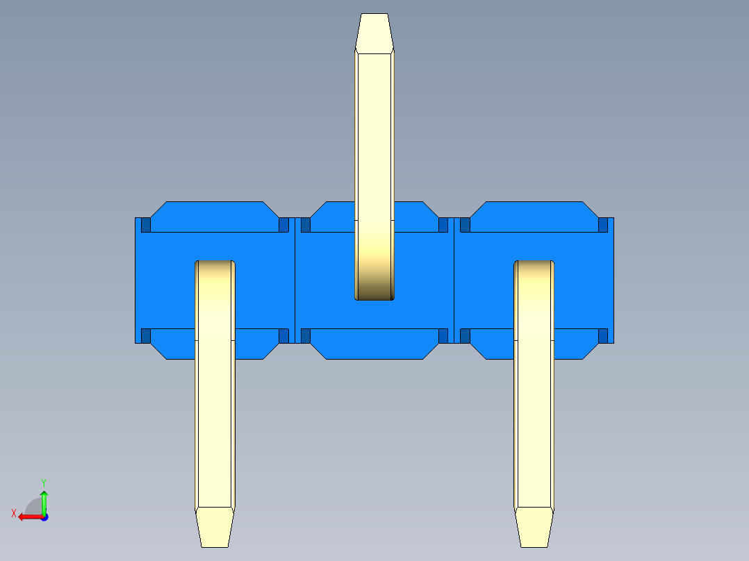 彩色公排针 100mil 2.54mm 系列-DS1022_blue_03p_100mil_Type_SMT_R2_rev1.0后视图