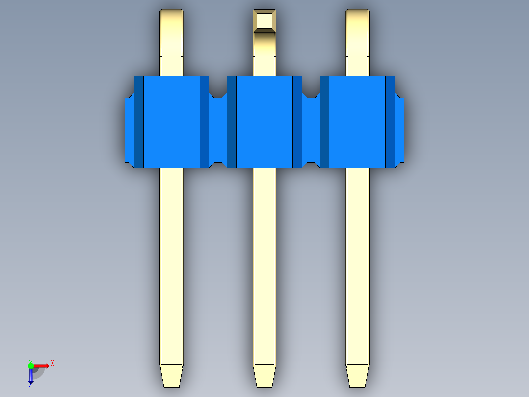 彩色公排针 100mil 2.54mm 系列-DS1022_blue_03p_100mil_Type_SMT_R2_rev1.0俯视图