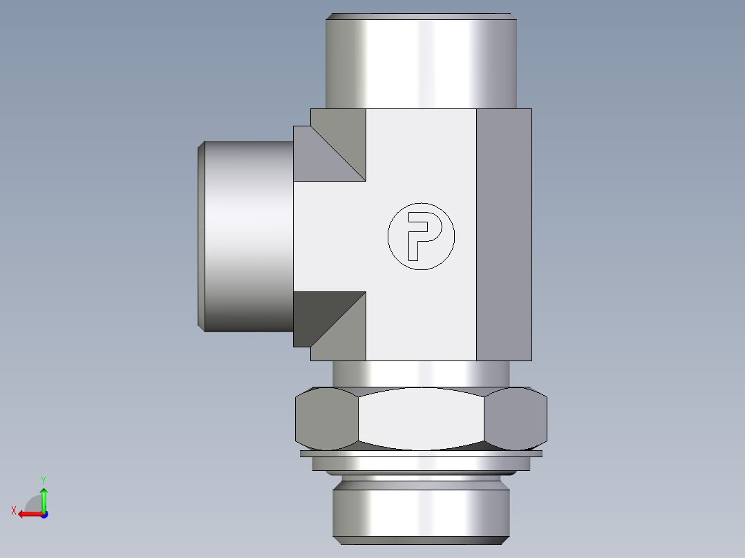 卡套式工业通用硬管接头EO_Adjustable_locknut_run_tee_LEE25SROMDCF后视图