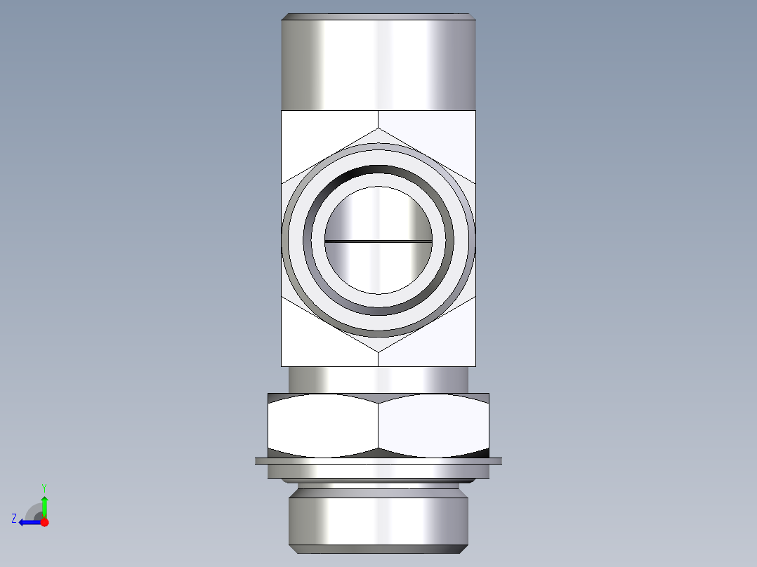 卡套式工业通用硬管接头EO_Adjustable_locknut_run_tee_LEE25SROMDCF右视图
