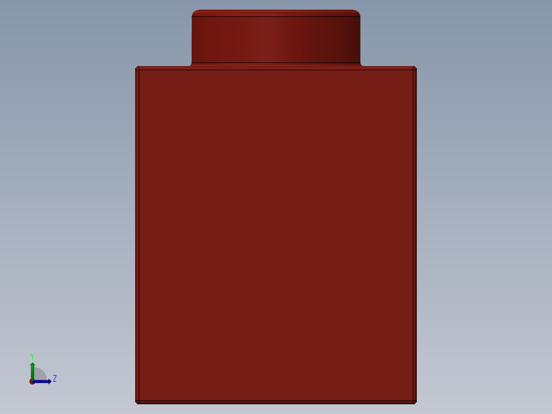 乐高机械组积木（横梁）-654121 Red Brick 1 x 1 with Hole左视图