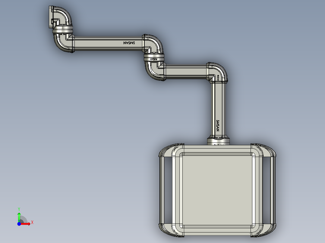 向上墙座+中间连接器+转角+箱体连接器+控制箱前视图