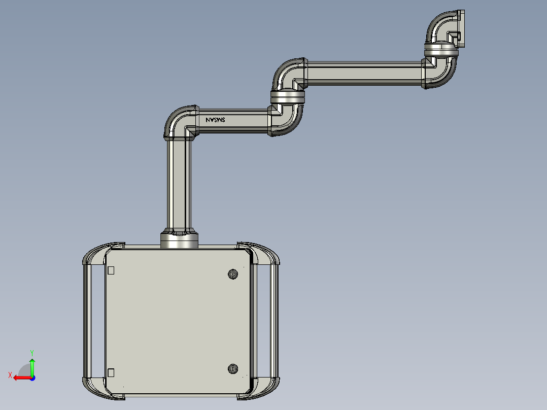 向上墙座+中间连接器+转角+箱体连接器+控制箱后视图
