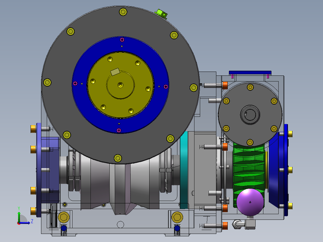 XL-曲面印刷机的间歇传动机构设计三维SW设计素材左视图
