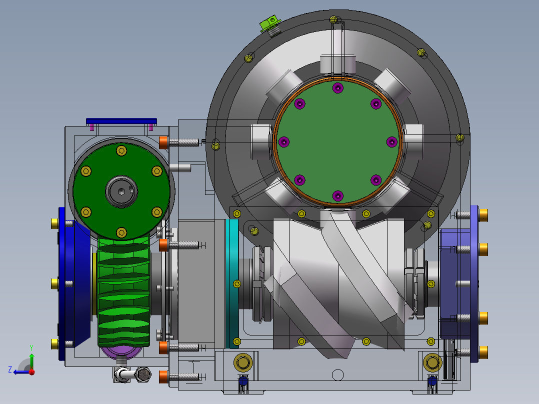 XL-曲面印刷机的间歇传动机构设计三维SW设计素材右视图