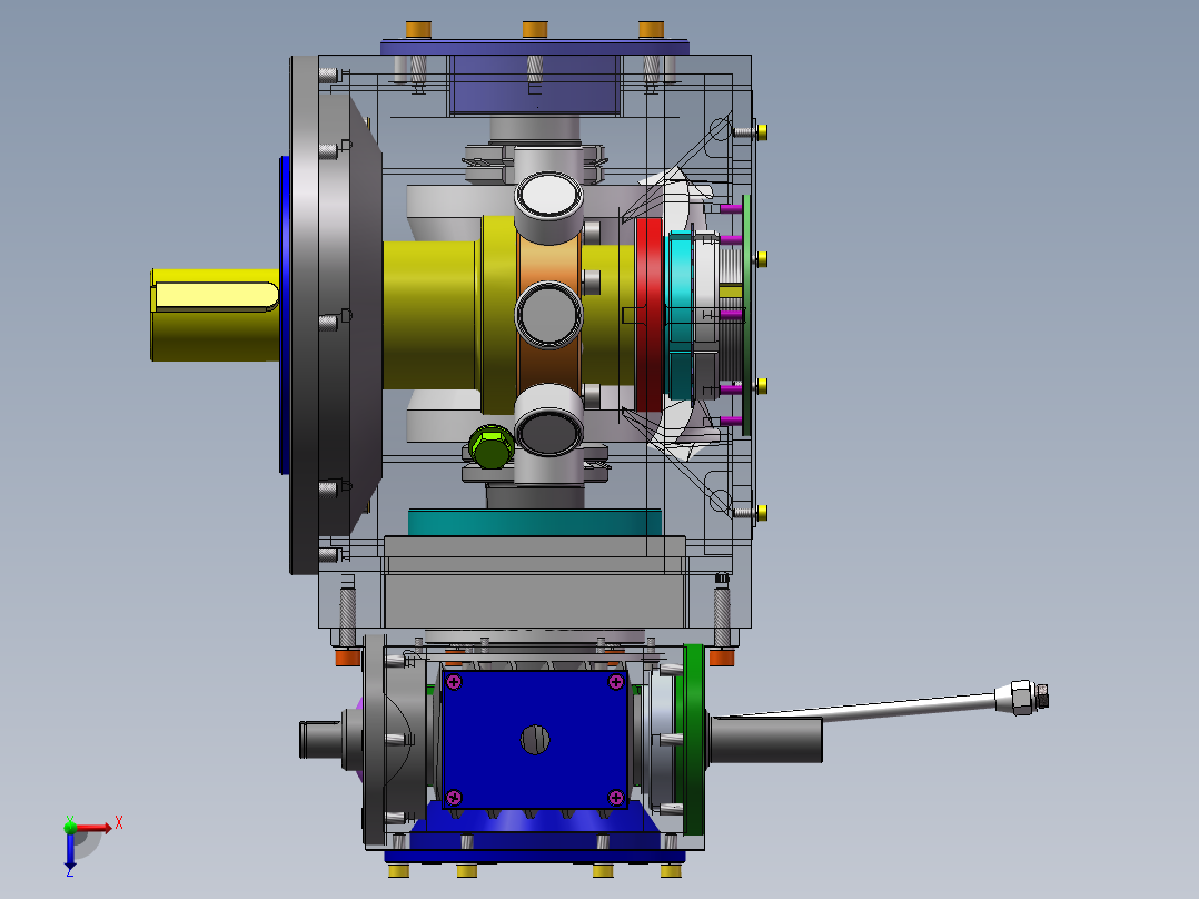XL-曲面印刷机的间歇传动机构设计三维SW设计素材俯视图