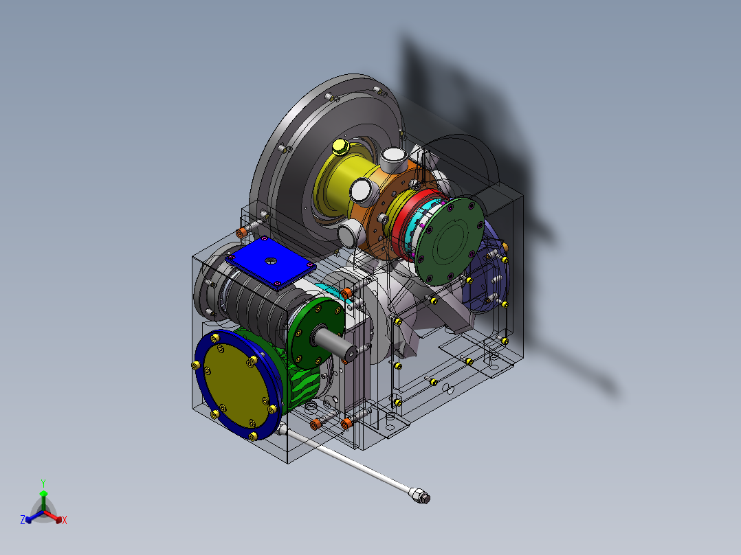 XL-曲面印刷机的间歇传动机构设计三维SW设计素材正等轴测图