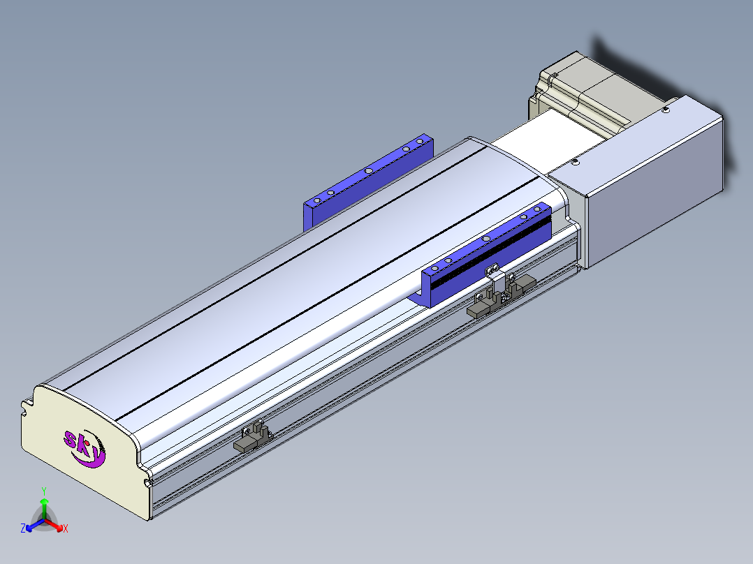 同步带滑台-半封闭B17H-L50-S300-R-P75-D3正等轴测图