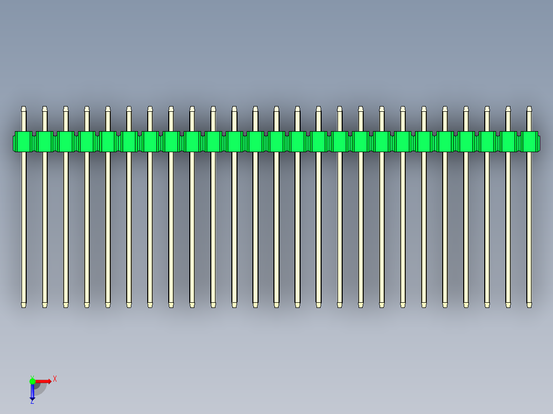 彩色公头100mil（2.54mm）系列-DS1021_green_2x25p_100mil_Type19_rev1.0俯视图