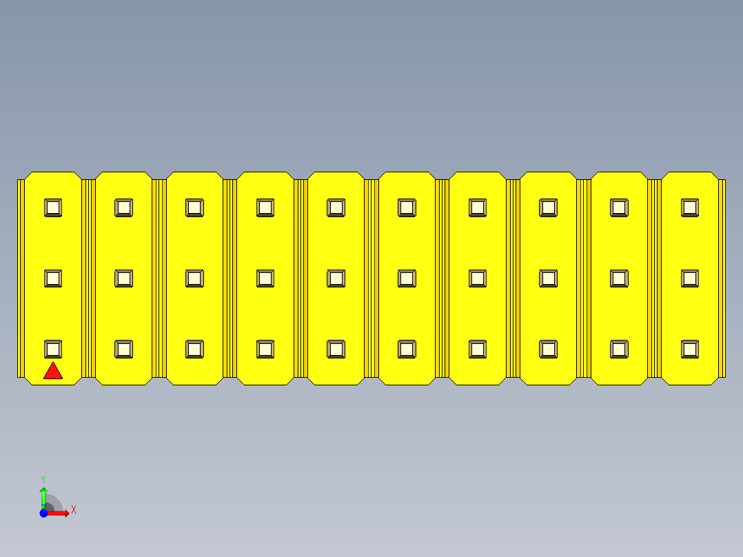 彩色公头100mil（2.54mm）系列-DS1021_yellow_3x10p_100mil_Type19_rev1.0前视图