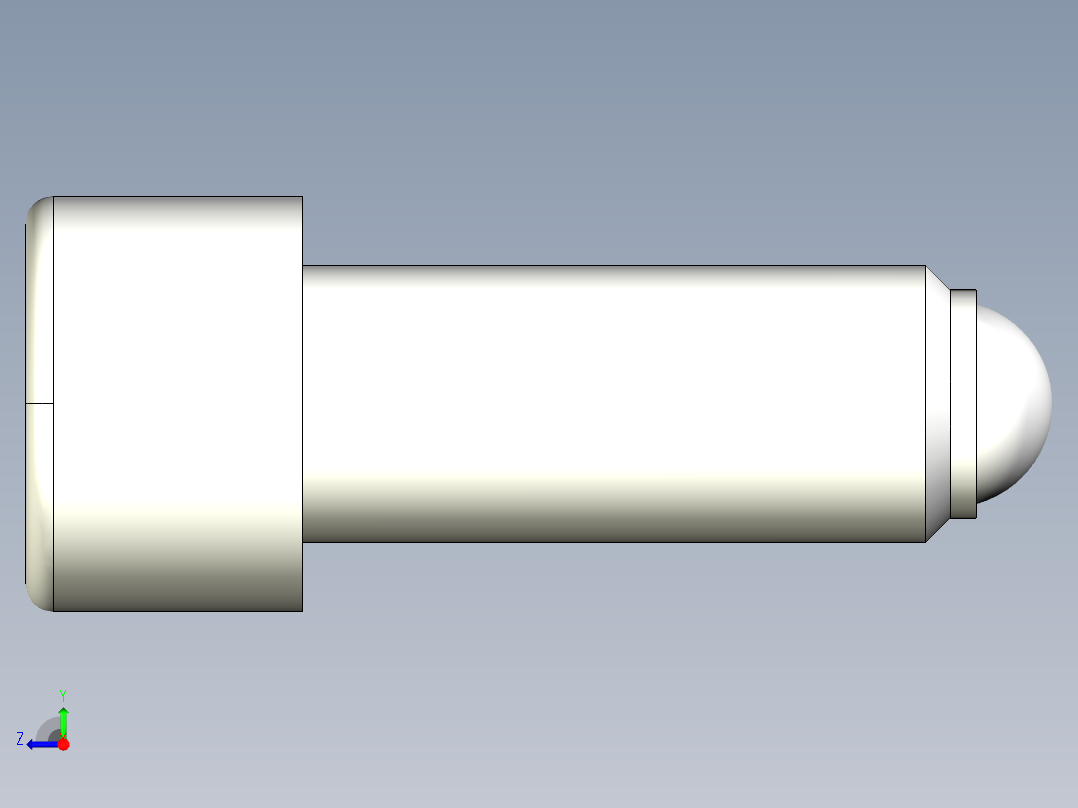 全圓定位珠螺絲(有頭)2271-3D多系列多零件图纸模型右视图