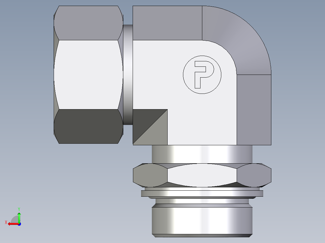 卡套式工业通用硬管接头EO_Adjustable_Locknut_elbow_WEE30ZSMCF后视图