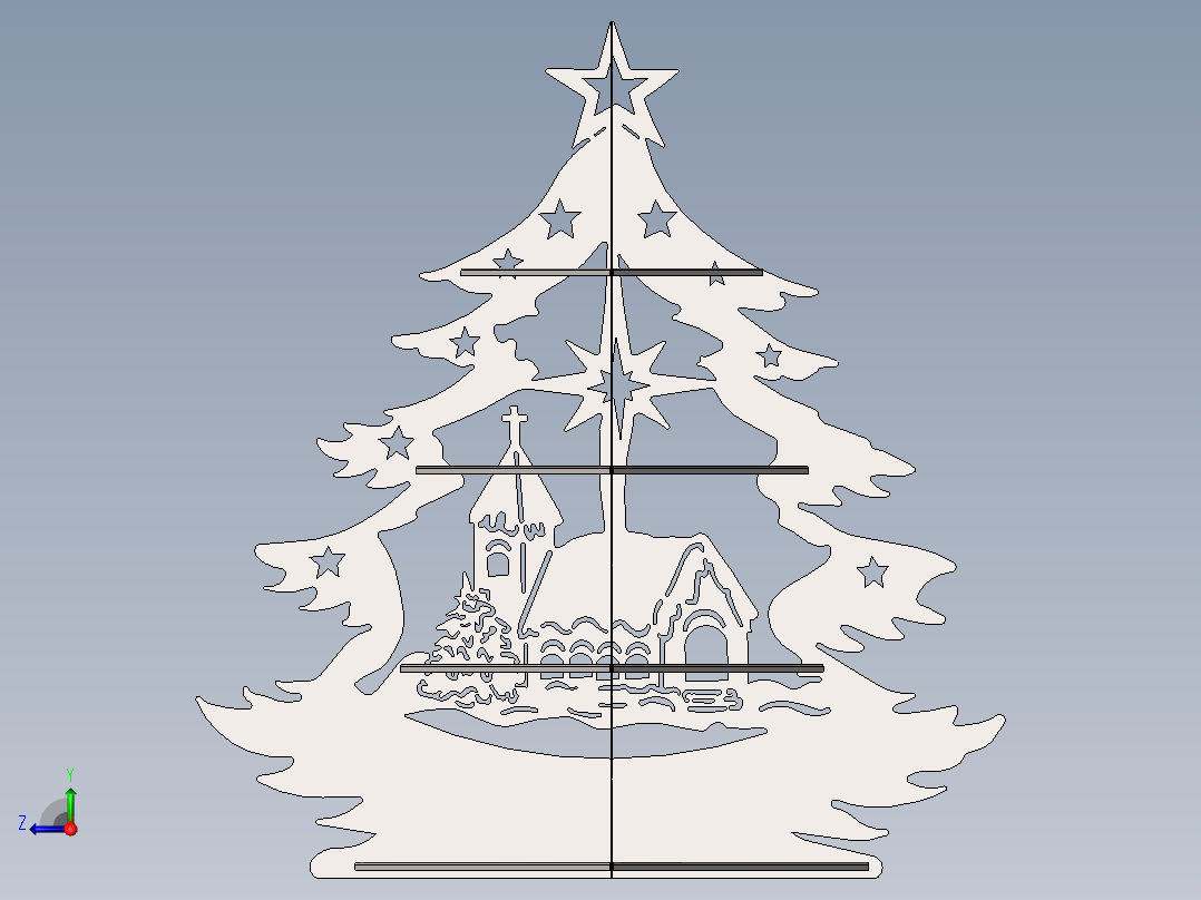 立体拼图、激光切割、线切割图纸(14)右视图