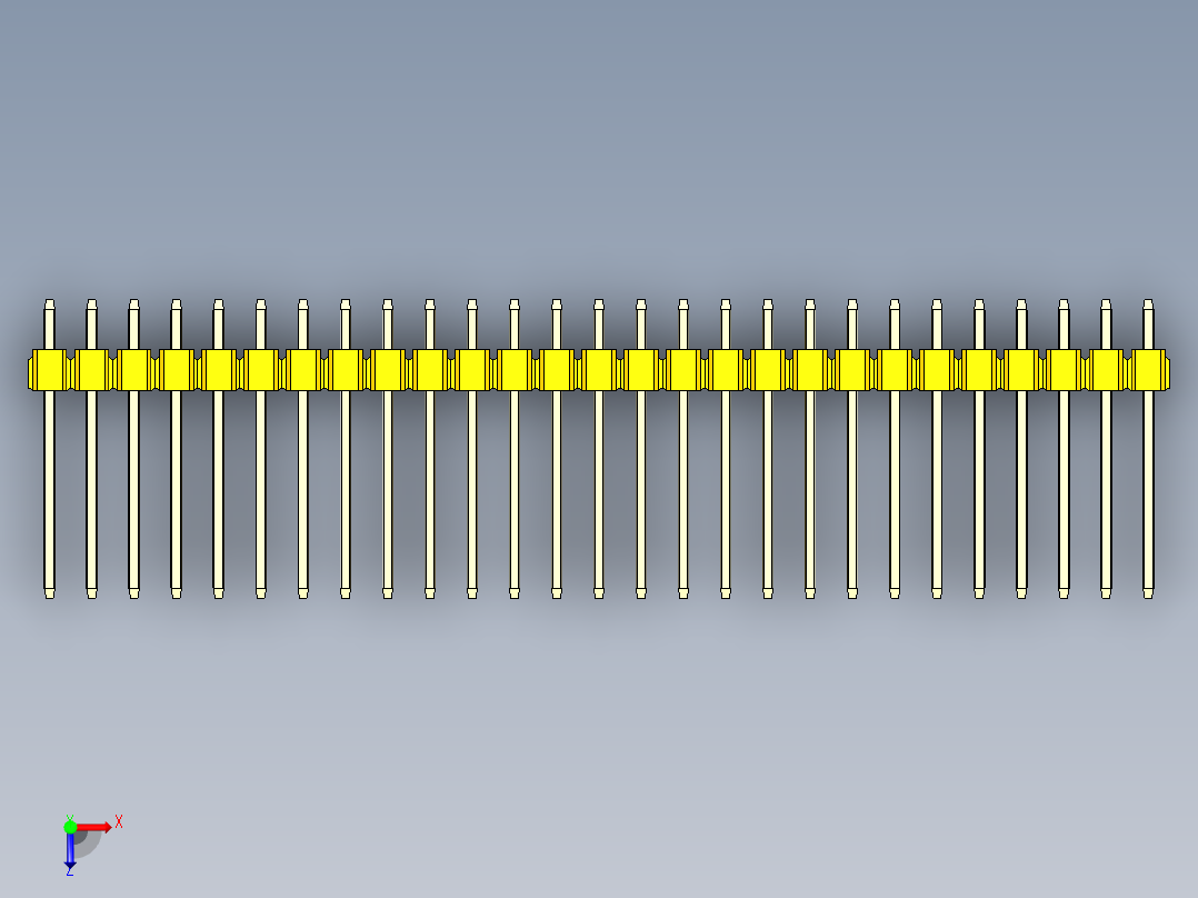 彩色公头100mil（2.54mm）系列-DS1021_yellow_1x27p_100mil_Type5_rev1.0俯视图