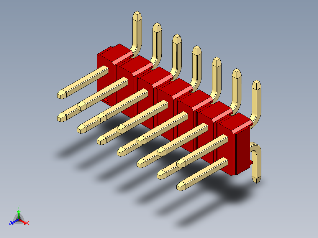 彩色公排针 100mil 2.54mm 系列-DS1022_red_14p_100mil_TypeSMT_rev1.0