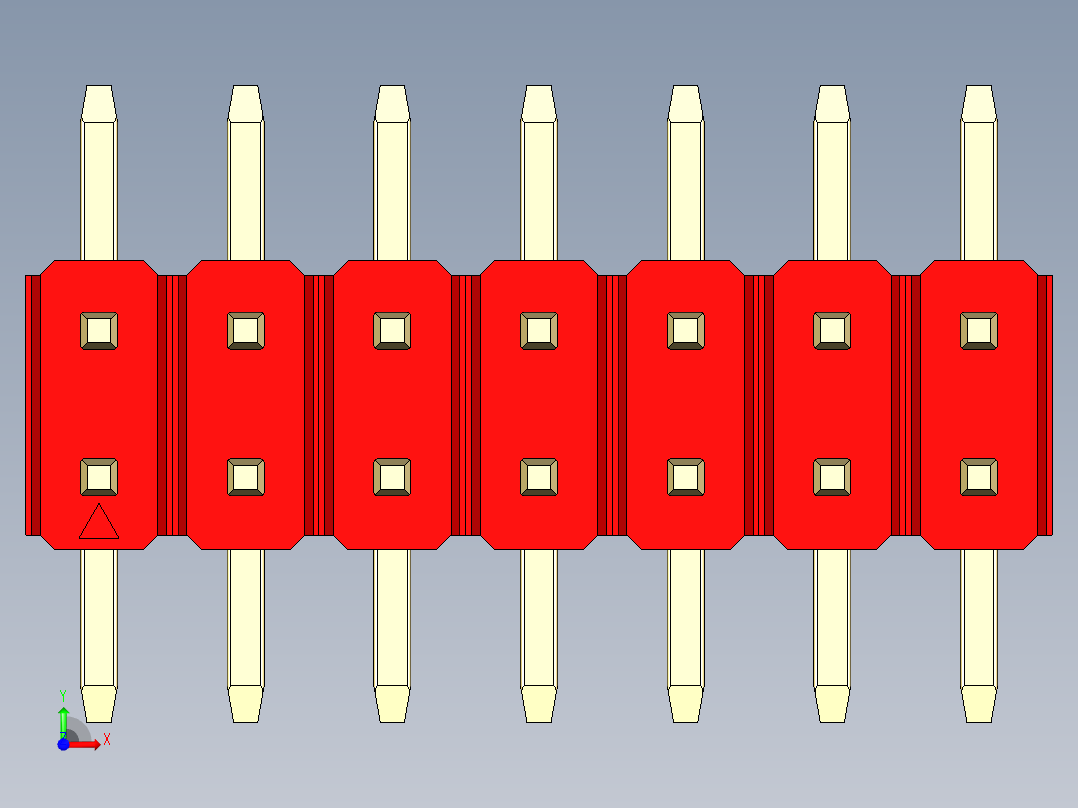 彩色公排针 100mil 2.54mm 系列-DS1022_red_14p_100mil_TypeSMT_rev1.0前视图