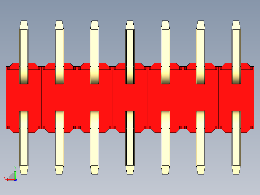 彩色公排针 100mil 2.54mm 系列-DS1022_red_14p_100mil_TypeSMT_rev1.0后视图