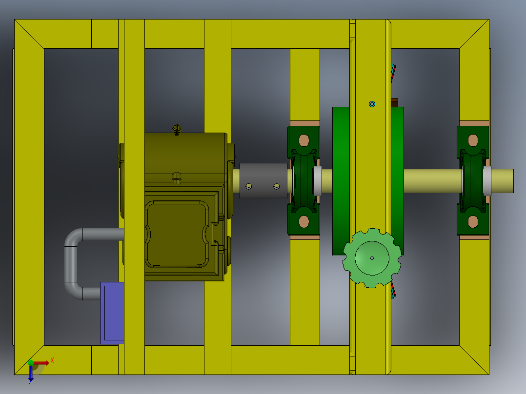 乙炔气发电机组试验台3D模型图纸 Solidworks设计俯视图