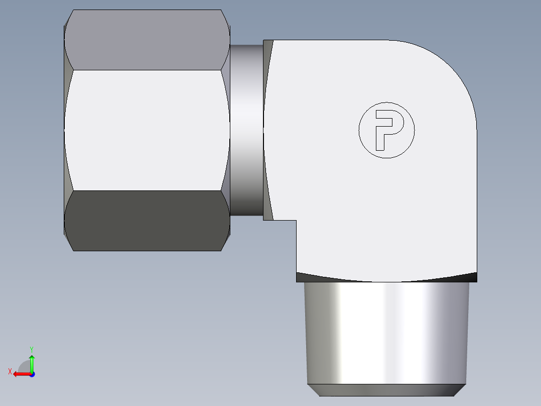 卡套式工业通用硬管接头EO_Male_stud_elbow_WE10SRCF后视图