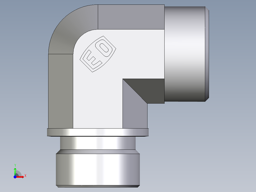 卡套式工业通用硬管接头EO_Male_stud_elbow_WE22LRCFX前视图