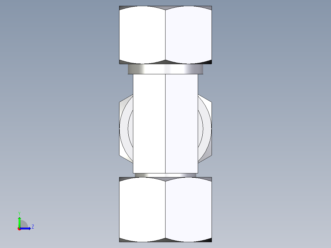 卡套式工业通用硬管接头EO_Swivel_nut_run_tee_EL15L71左视图