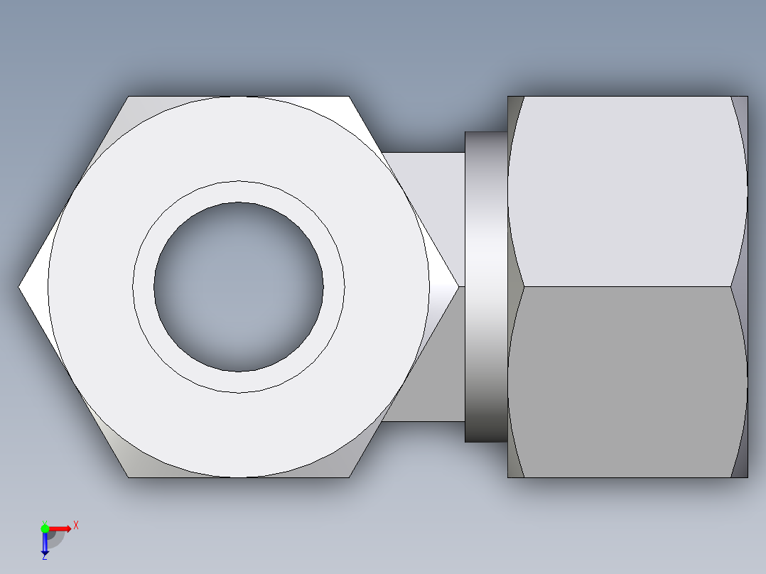 卡套式工业通用硬管接头EO_Swivel_nut_run_tee_EL15L71俯视图