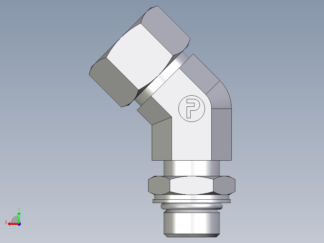 卡套式工业通用硬管接头EO_Adjustable_locknut_45_deg_elbow_VEE15ZLMORCF后视图