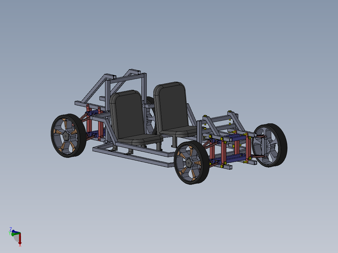 Modular car frame简易模块化车底盘结构<span style='color: red'>3D</span>图纸 Solidworks设计
