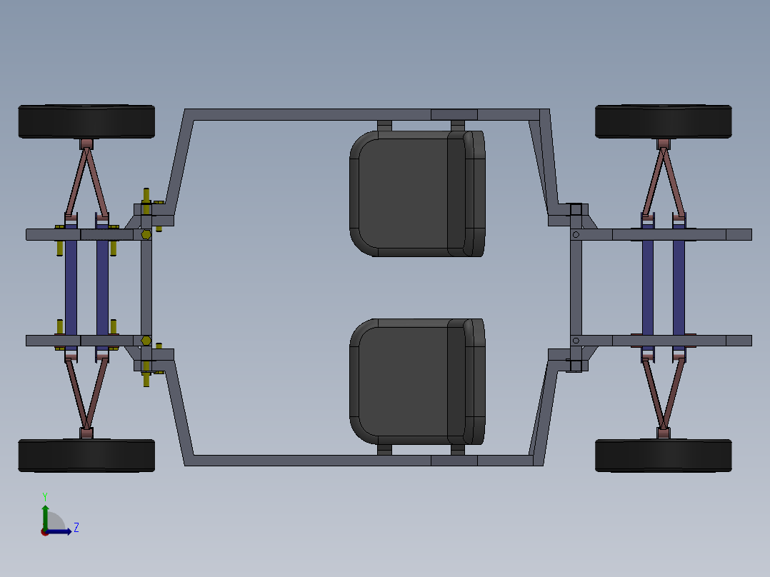 Modular car frame简易模块化车底盘结构3D图纸 Solidworks设计左视图