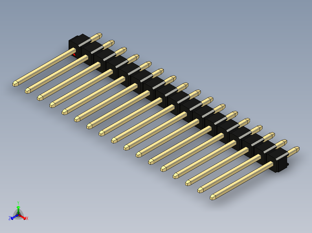 彩色公头100mil（2.54mm）系列-DS1021_black_1x17p_100mil_Type5_rev1.0正等轴测图