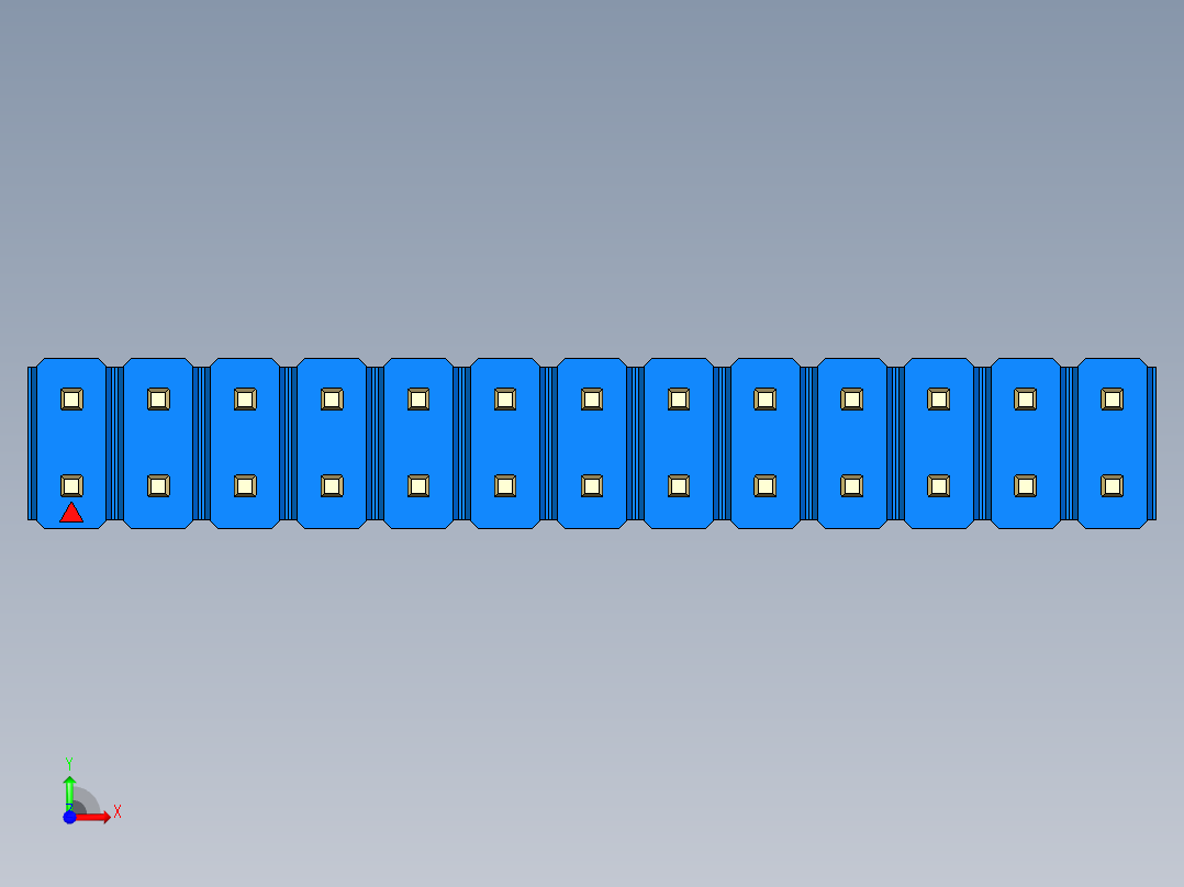 彩色公头100mil（2.54mm）系列-DS1021_blue_2x13p_100mil_Type5_rev1.0前视图