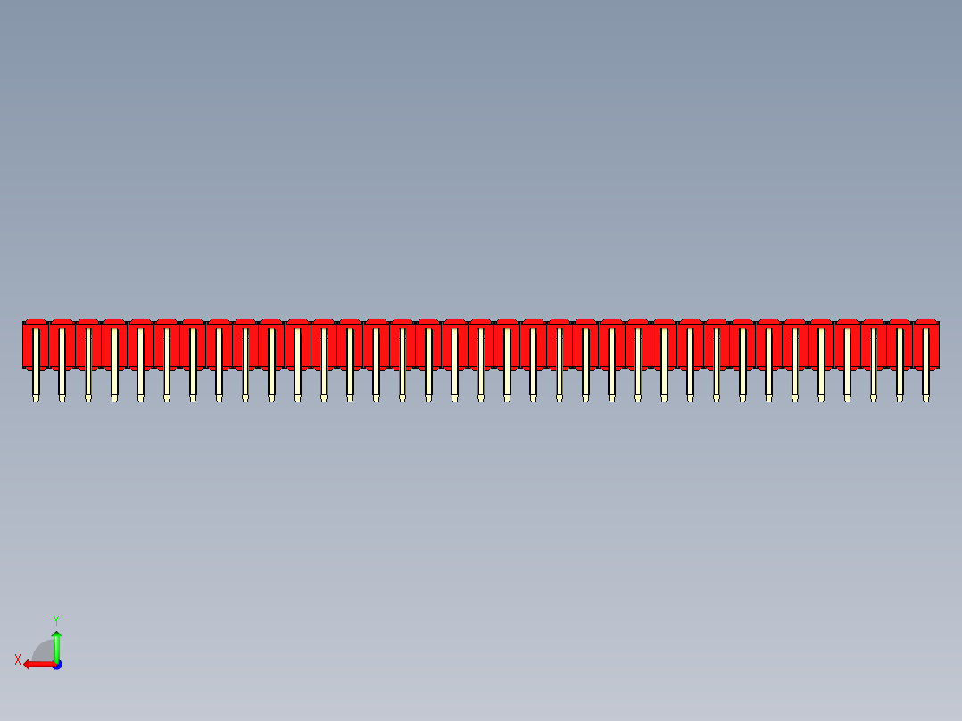 彩色公排针 100mil 2.54mm 系列-DS1022_red_2x35p_100mil_TypeD_rev1.0后视图
