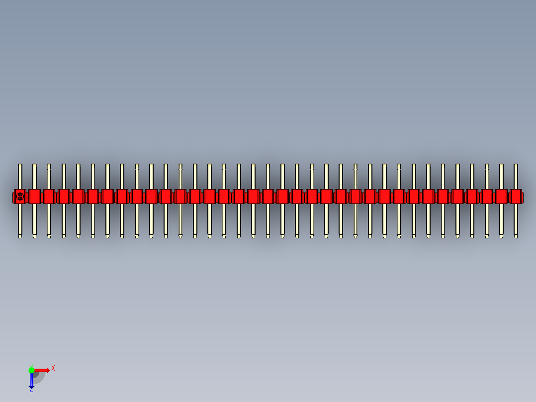 彩色公排针 100mil 2.54mm 系列-DS1022_red_2x35p_100mil_TypeD_rev1.0俯视图
