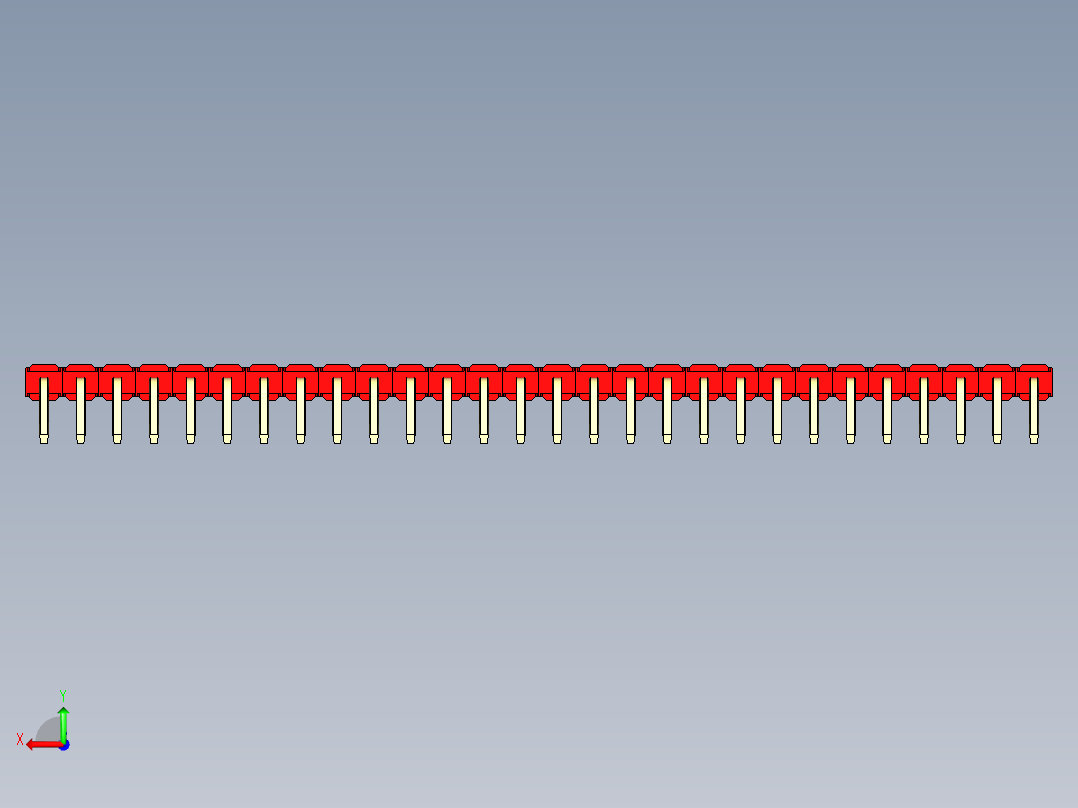 彩色公排针 100mil 2.54mm 系列-DS1022_red_1x28p_100mil_TypeD_rev1.0后视图