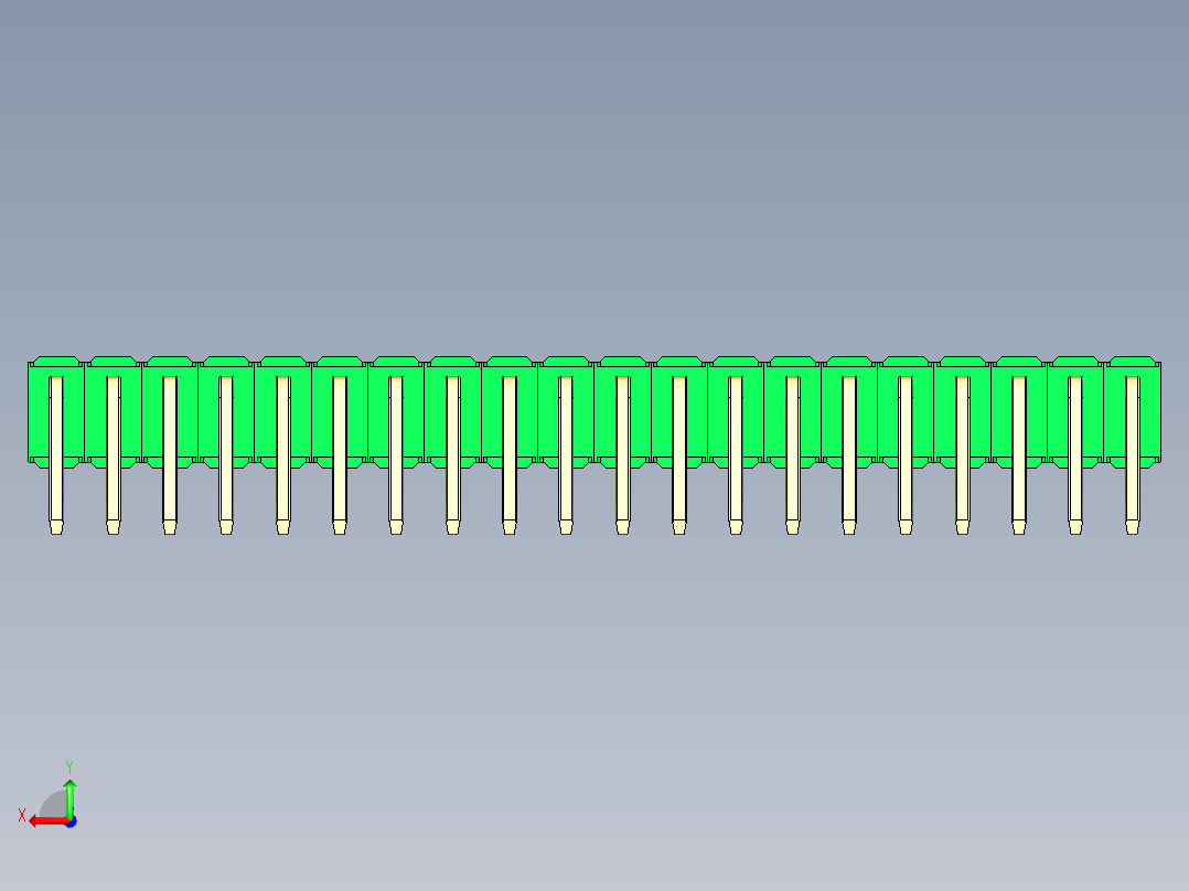 彩色公排针 100mil 2.54mm 系列-DS1022_green_2x20p_100mil_TypeD_rev1.0后视图
