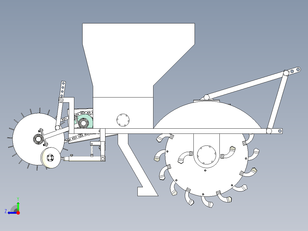果园开沟施肥机的设计【三维SW】【9张CAD图纸+说明书】右视图