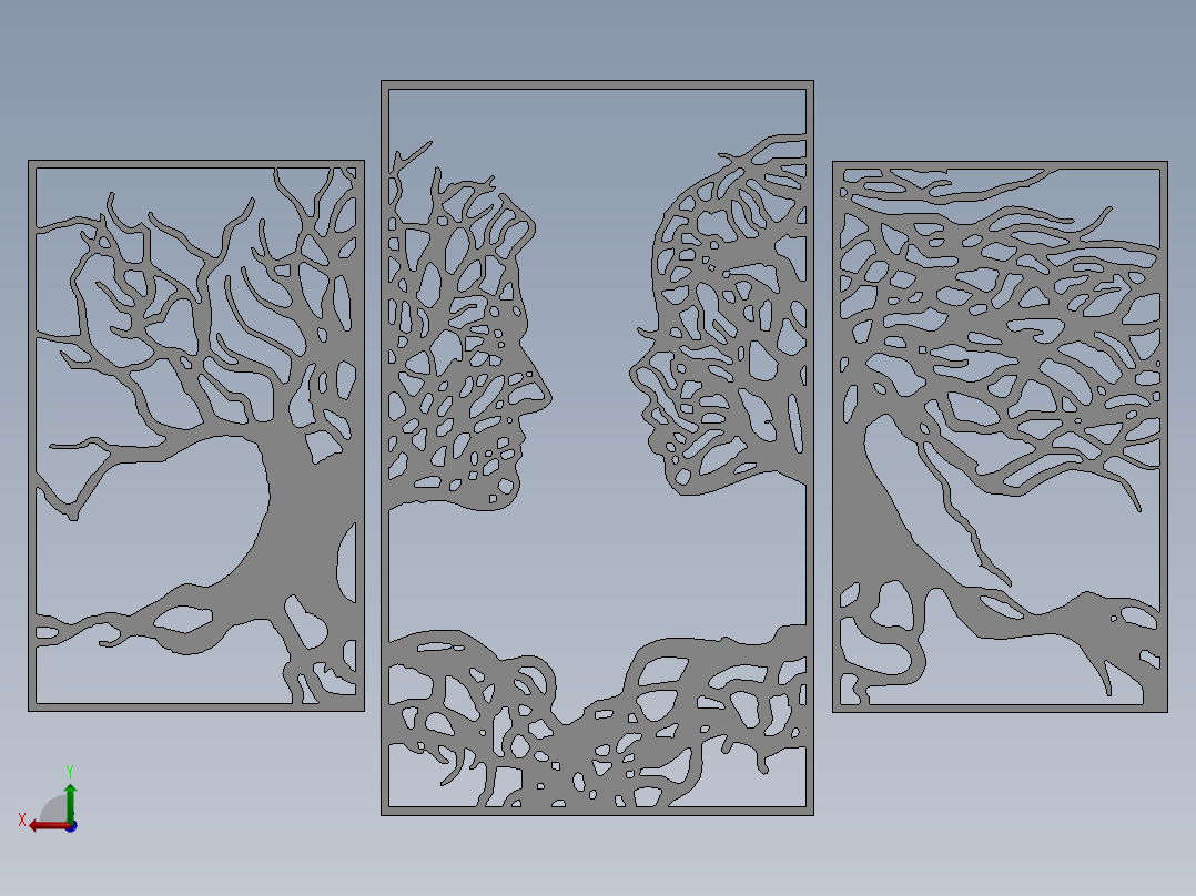 激光切割树情侣墙装饰后视图